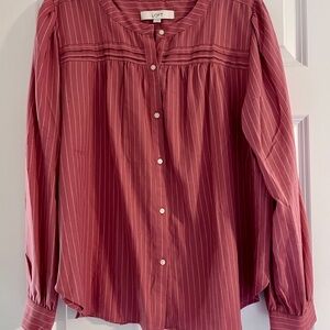 LOFT Women's Rose Pinstripe Blouse